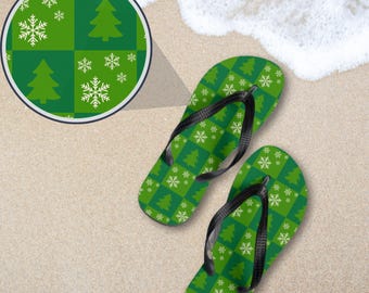 Cute Christmas Flip Flops, Xmas Flip Flops, Winter Holiday  display picture 1