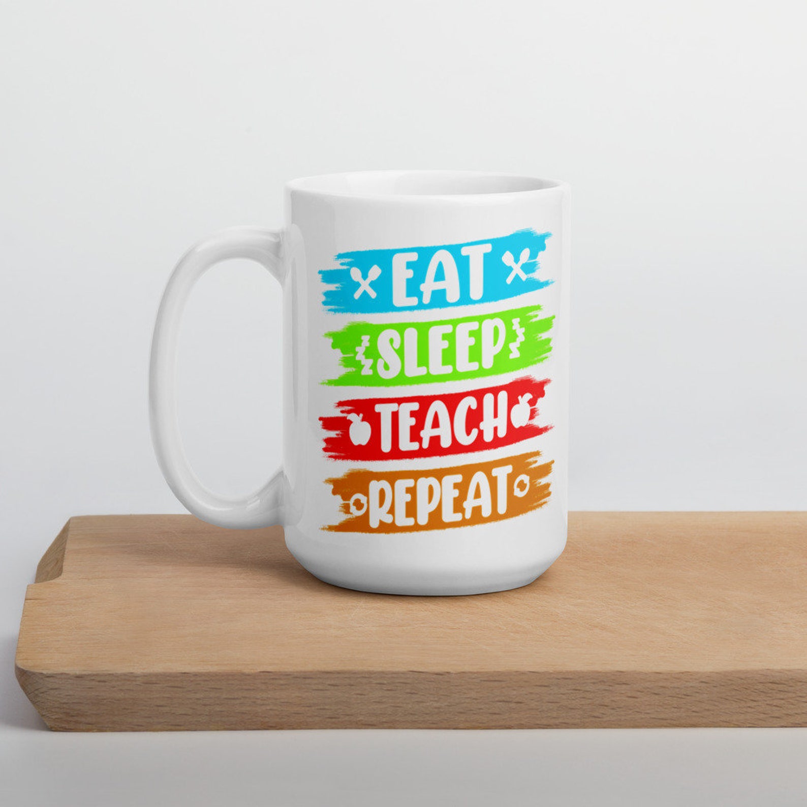 Eat Sleep Teach Repeat Coffee Cup Back to School Mug Funny Teacher Cup ...
