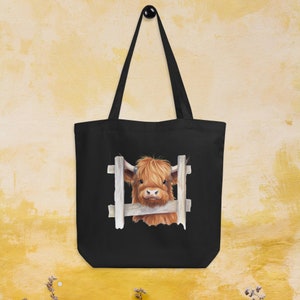 Baby Highland Cow Eco Tote Bag, Highland Cow Bag, Highland Cow Tote, Fluffy Cow Bag, Cow Gifts, Highland Cow Gift, Reusable Bag, Grocery Bag