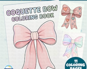 Coquette Bow Coloring Book PNG,  Girly Coloring Pages Printable,  Easy Bow Coloring Pages for Kids,  Party Printable Activity
