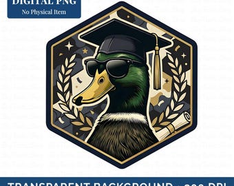 Mallard Graduation PNG | Camo Background | Cool Grad Gift | Graduation Cap Duck Clipart | Senior Graduation Sublimation | Funny Graduate PNG