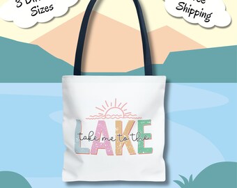 Breng me naar het meer tas |  Lake House-cadeau | Gratis verzending | Meertas |  Boot | Herbruikbare tassen | Natuurliefhebber cadeau | Strandtas | Boekentas