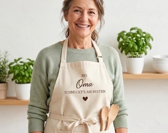 Personalized cooking apron with name | Grandma's cooking is the best | Gift for Grandma, Mom, Grandpa | Customizable cotton apron