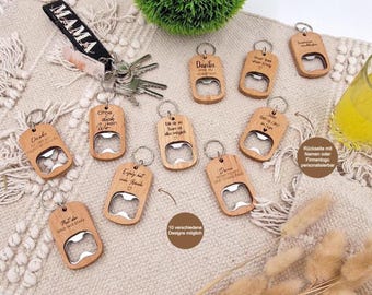 Wooden bottle opener with key ring – personalized with engraving, employee gift & customer gift for Christmas, sustainable