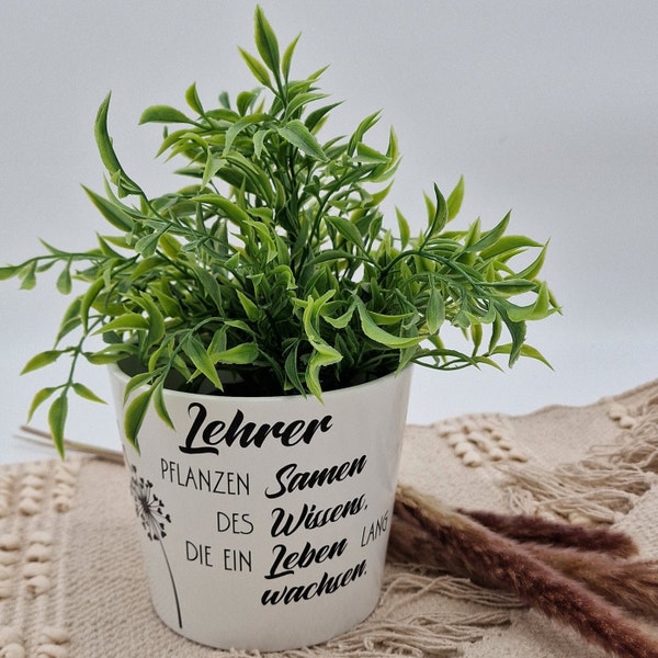 Blumentopf Lehrer(in) Abschied Geschenk | Blumenübertopf mi Namen | Personalisierter Blumentopf | Blumentopf | Blumentopf mit Spruch |