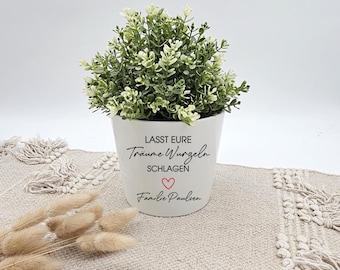Personalized flower pot for moving into a new house, housewarming gift, flower pot with family name, wedding gift, dream gift