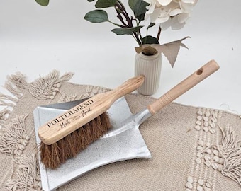 Personalized broom and dustpan set, stag/hen party gift, hand brush and dustpan with engraved names, wedding gift
