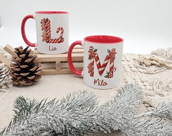 Personalized gingerbread mug with name, Christmas mug with initials, Christmas coffee mug gift idea, St. Nicholas Day gift for children
