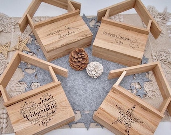 Wooden hut gift wrapping | Christmas | Gift | Personalized gift | Small wooden house | Secret Santa | Christmas gift |