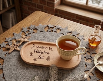 Personalized wooden tray with engraving | Wooden coaster/coffee tray | Cookie plate, Christmas gift idea, Advent