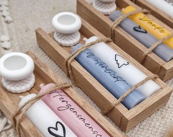 Gift set of candles in a wooden box "Take what you need" | Candle holder gift for a girlfriend | Thank you & birthday present