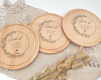Personalized Mother's Day breakfast board, "Happiness is having a mom like you", engraved wooden board, gift for grandma or aunt