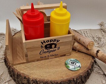 Personalized wooden BBQ organizer – BBQ organizer with engraving – Camping accessory & RV gift – Father's Day gift – Cutlery box