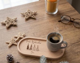 Personalized Wooden Christmas Board for Grandma | Cookie Tray for Santa | Engraved Wooden Coffee Tray | Christmas Gift for Family