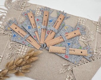 Personalized wooden ruler for first day of school, back-to-school gift, school cone contents, engraved wooden ruler for children starting first grade
