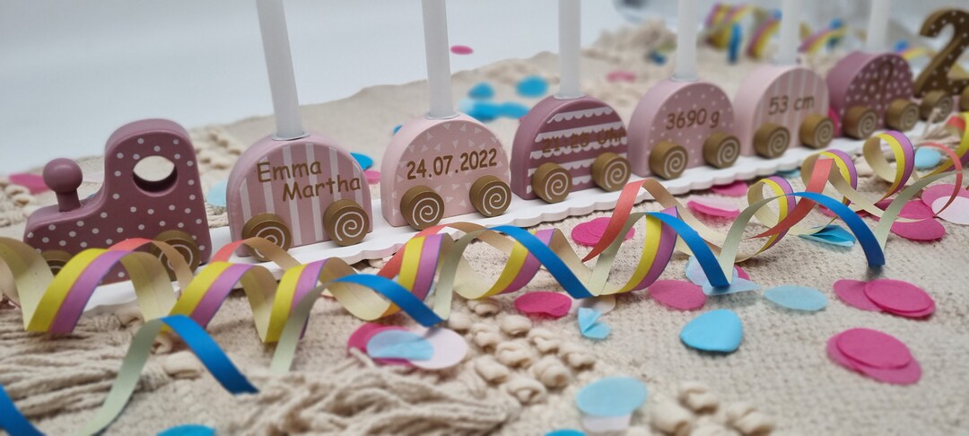 Geburtstagszug Holz personalisiert Geburtstagszug Gravur Geburtstagszug ...