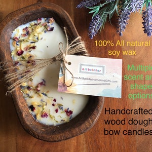 Candle Wood Dough Bowl Candle 100% Natural Soy Wax Candle Birthday Mothers Day Gift Christmas House Warming Gift Anniversary Retirement Gift