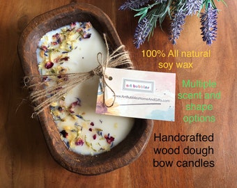 Candle Wood Dough Bowl Candle 100% Natural Soy Wax Candle Birthday Mothers Day Gift Christmas House Warming Gift Anniversary Retirement Gift