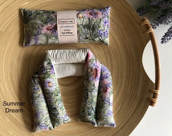 Gift set or separate Eye pillow neck wrap lavender batik aromatherapy yoga meditation heat pad birthday anniversary get well gift for her