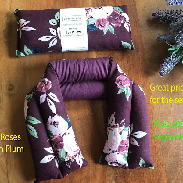 Gift set or separate Eye pillow neck wrap lavender rice aromatherapy heat pad birthday anniversary get well gift for her Mothers Day gift