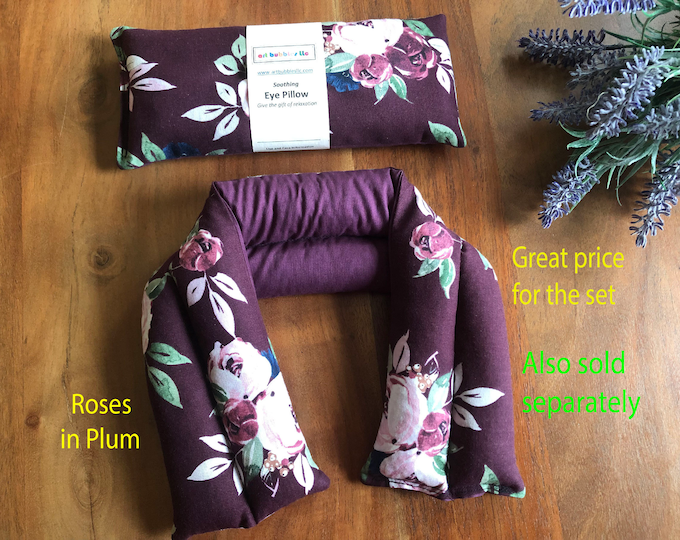 Gift set or separate Eye pillow neck wrap lavender rice aromatherapy heat pad birthday anniversary get well gift for her Mothers Day gift