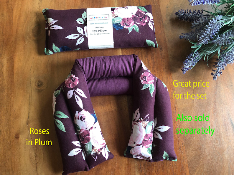 Gift set or separate Eye pillow neck wrap lavender rice aromatherapy heat pad birthday anniversary get well gift for her Mothers Day gift