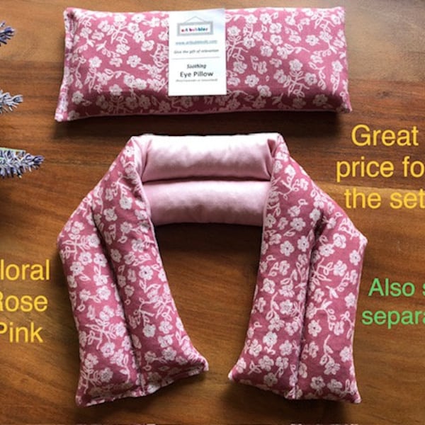 Gift set or separate Eye pillow neck wrap lavender rice aromatherapy heat pad birthday anniversary get well gift for her Mothers Day gift