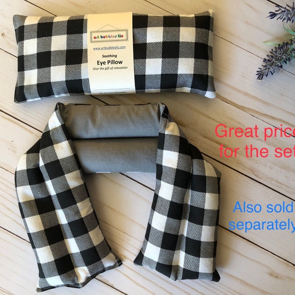 Gift set or separate Eye pillow neck wrap lavender rice aromatherapy heat pad birthday anniversary get well gift for him Fathers Day gift