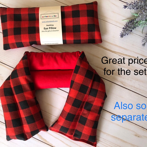 Gift set or separate Eye pillow neck wrap lavender rice aromatherapy yoga heat pad birthday bridesmaid anniversary get well gift for her