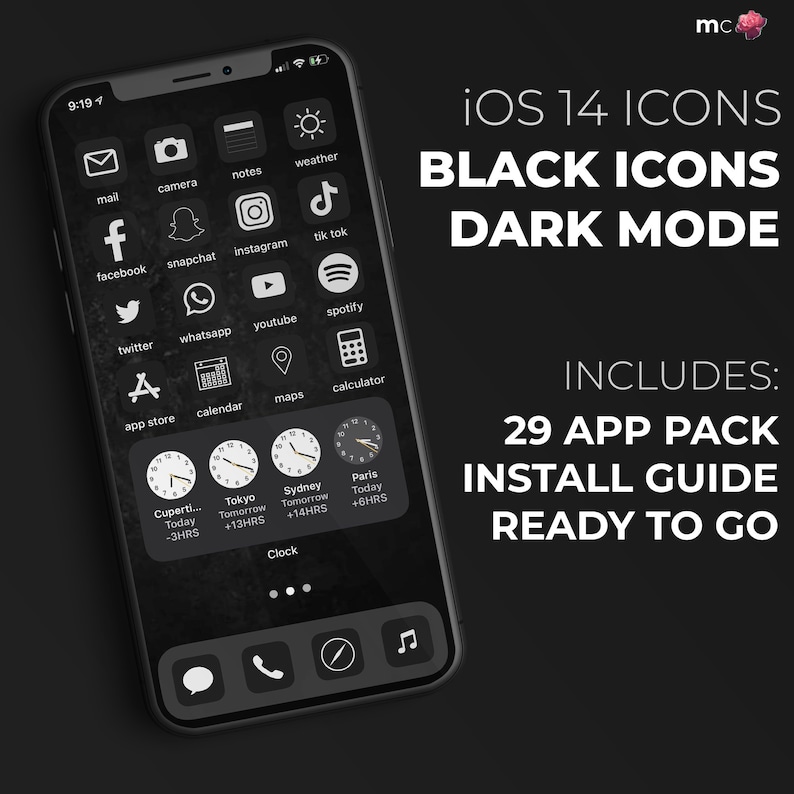 black app icons pack