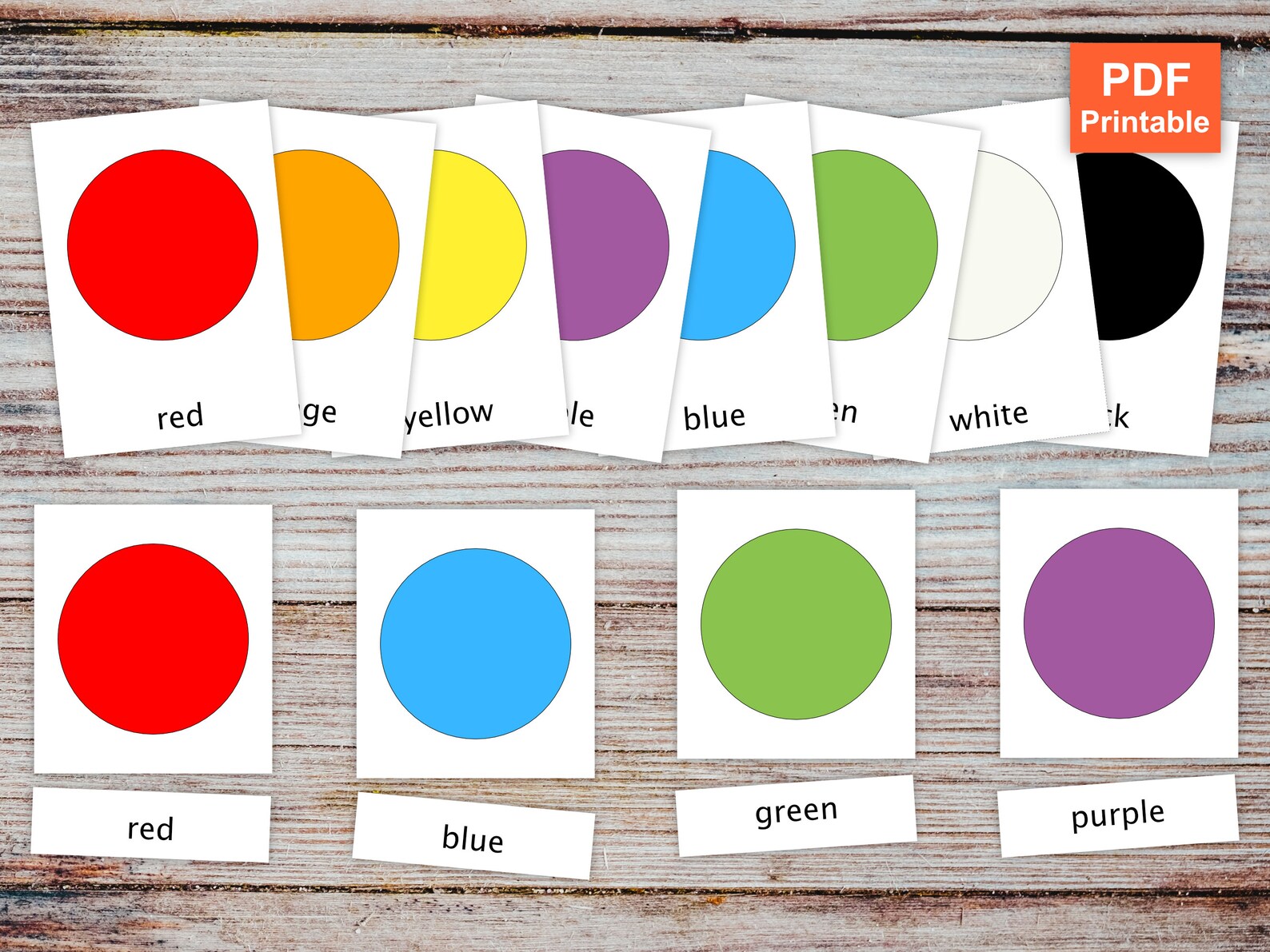 Colours Montessori Printable 3 Part Cards / Preschool Cards | Etsy