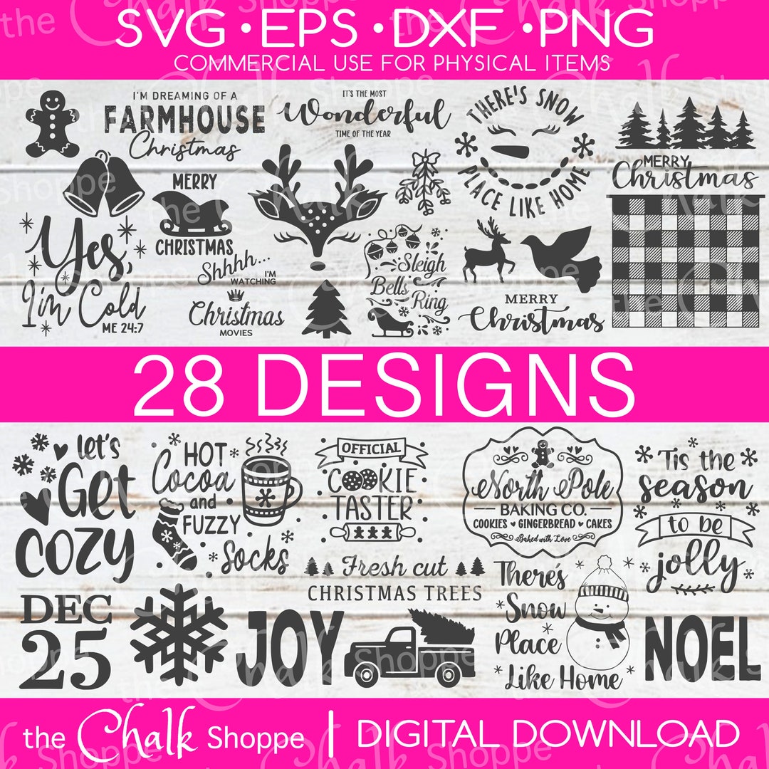 Christmas Bundle One - 28 Designs- Svg | Eps | Dxf | Png | Digital ...