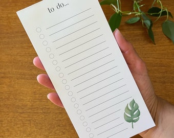 Mini Monstera Leaf Large To Do List / Note Pad - Recycled Paper - Ready to Ship -  Plant Lover Gift - DL Size