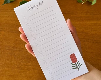 Banksia Magnetic Shopping / Grocery List - Recycled Paper - Ready to Ship -  Plant Flower Lover Gift