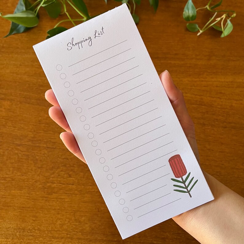 Banksia Magnetic Shopping / Grocery List Recycled Paper Ready to Ship Plant Flower Lover Gift image 1