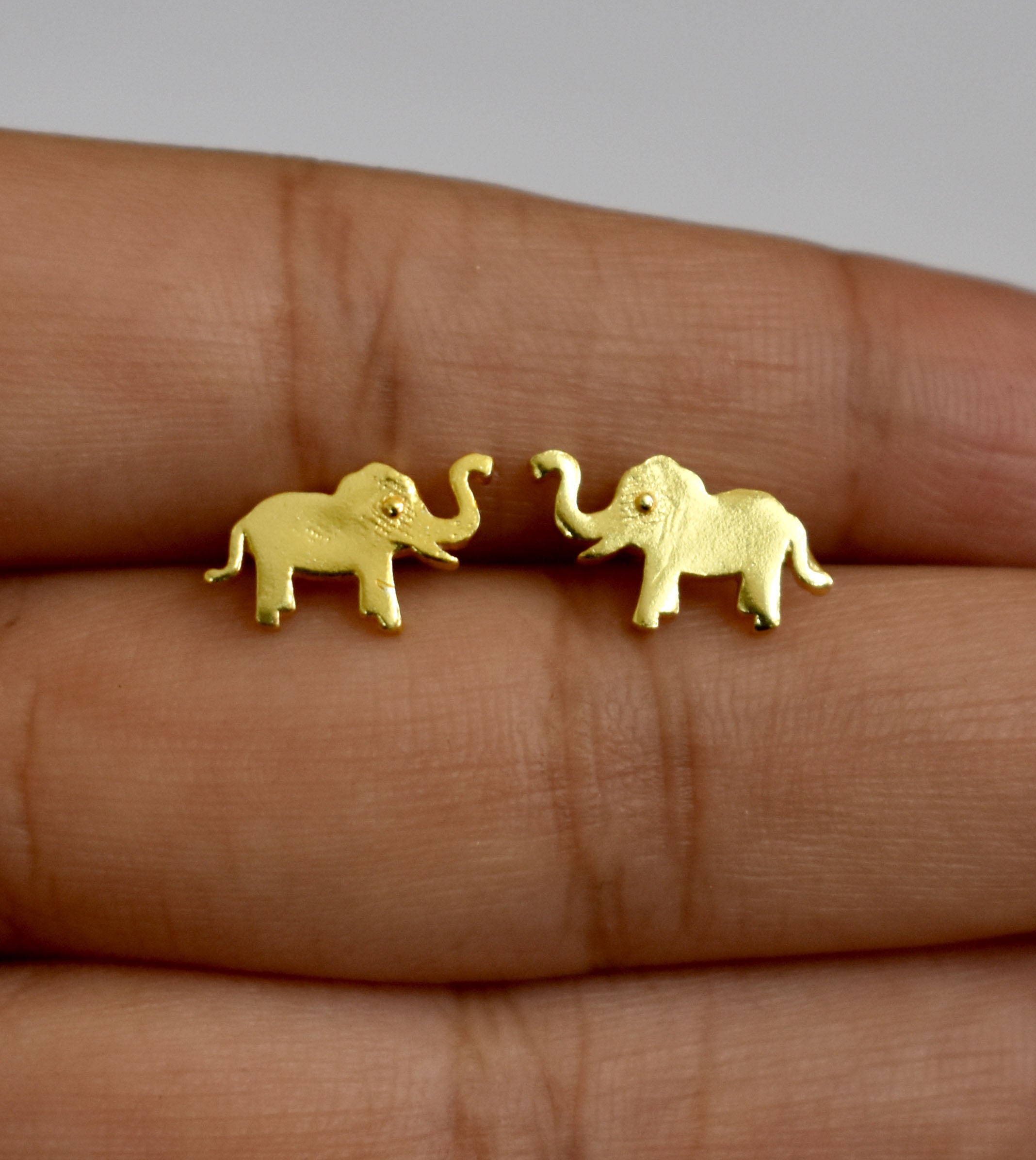 Elephant Brass Studs Gold Brass Earring Minimalist Stud Etsy