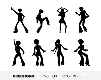 Disco Dancer Art Deco, Disco Musik Clipart, Frau tanzend Art, Tänzerin Art, Tanz Posen Art, Tanzende Menschen Art, Cricut Cut-Datei