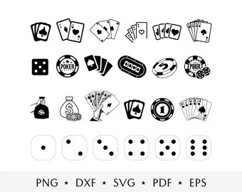 Glücksspiel SVG-Bundle, Kasino SVG-Design, Poker Clipart, Spielkarten svg, Pokerkarten svg, Kasino Silhouette, Würfelspiel svg, Pokerchips SVG