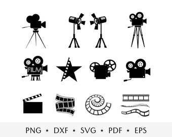 Filmstreifen svg, Film Clipart, vintage Film svg, Filmsilhouette, Filmnacht svg, Filmnegativ svg, Filmherstellungssvg, Filmsvg-Bundle