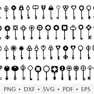 55 vintage sleutel SVG-bundel, antieke sleutel clipart, magische sleutel vector design, key lock clipart, CNC, Cricut, lasergesneden, silhouet, sublimatie