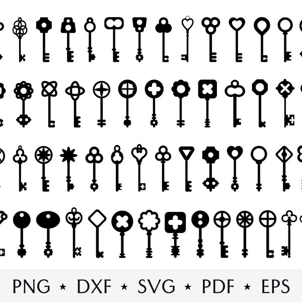55 Vintage Key SVG Bundle, Antique Key Clipart, Magic Key Vector Design, Key Lock Clipart, CNC, Cricut, Laser Cut, Silhouette, Sublimation