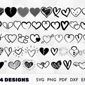 Silhouette amour coeur SVG, Clipart de battement de coeur en détresse, fichier coupé Double coeur, conception coeur ouvert