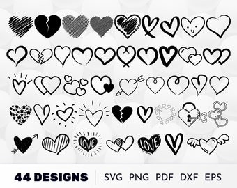 Herz SVG-Bundle, Liebe Schnittdateien für Cricut, Distressed & Doppelherz Clipart, solides Herz Silhouette PNG, SVG-Dateien für die Schnitt