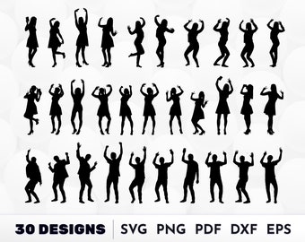 Tanzende Menschen Svg, Tänzer Clipart, Tanzen Silhouette, Hand erhoben Svg, Frauen tanzen Svg, Mann tanzen Svg, Tanzende Menschen Svg Bundle
