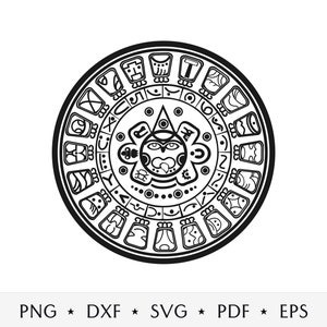 Mayan Calendar SVG, Maya Svg, Sun Stone Svg, Mayan Calendar Printable, Mayan Calendar Cut File, Sun Stone Vector - Instant download