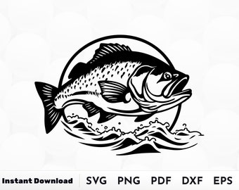 Bass Fishing SVG, Fishing Svg, Bass Fish Svg, Bass Clipart, Bass Vector, Bass Cricut, Bass Cut file, Fish Svg, Bass Outline, Bass Silhouette