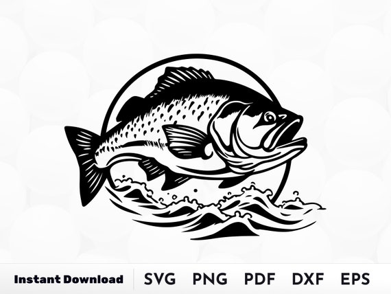 Bass Fishing SVG, Fishing Svg, Bass Fish Svg, Bass Clipart, Bass Vector,  Bass Cricut, Bass Cut file, Fish Svg, Bass Outline, Bass Silhouette
