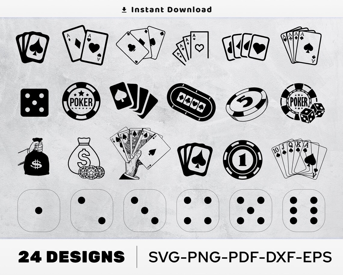 Gambling SVG Bundle Casino Svg Design Poker Clipart playing | Etsy