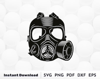 Gasmaske SVG, Feuerwehrmann und Steampunk Cut File für Cricut, Biohazard Maske Silhouette Clipart, SVG für Laser Cut & T-Shirt