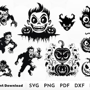 Halloween svg bundle, Halloween svg, zombie svg, Jack o lantern faces, halloween face svg, pumpkin face svg, pumpkin svg, Halloween Clipart